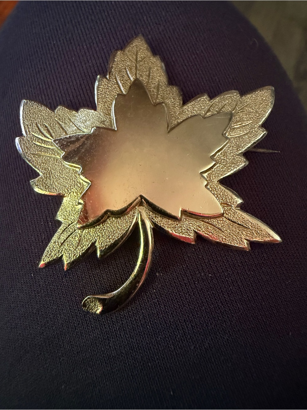Gold Tone Monet Maple Leaf Brooch 2.25” Height X 2” Width  Preowned